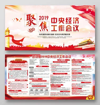 聚焦*经济会议党建党政党课宣传栏(7087X3543(DPI:300))psd模版下载