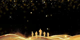 高端大气金色舞台背景年会新年2019猪年海报背景颁奖会议