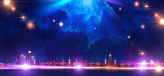 年会年终晚会商务科技大气蓝色banner颁奖紫色会议背景