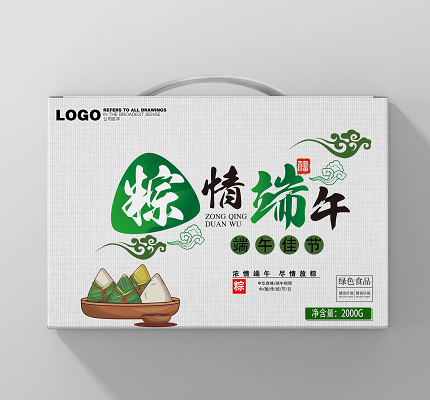 绿色端午节粽子手提礼盒健康养生节日佳品包装设计