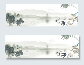 简约水墨江南古风海报banner