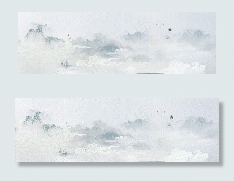 中国风简约水墨古风山水背景