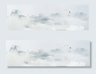 中国风简约水墨古风山水背景