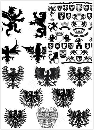 老鹰狮子元素图标,免抠元素