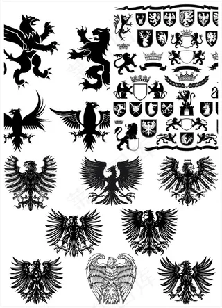 老鹰狮子元素图标,免抠元素