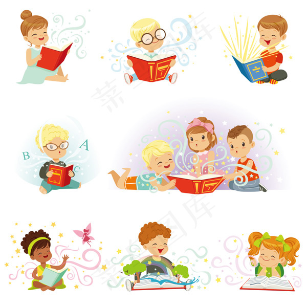 读书学习的孩子eps,ai矢量模版下载