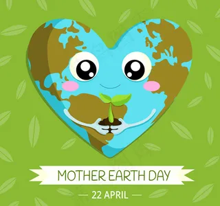 手捧树苗的爱心地球