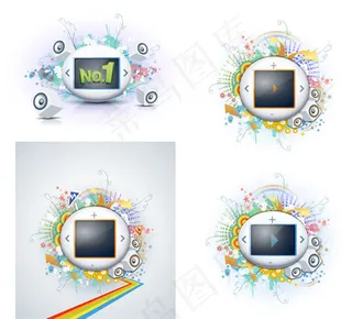 音乐炫彩花纹背景,背景元素