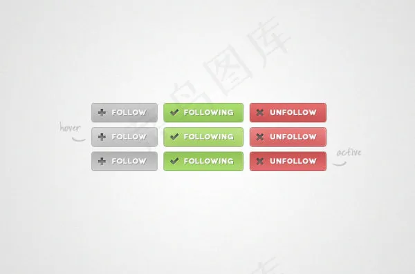 精致按钮图标psd模版下载