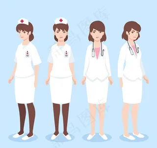 白衣女医务人物