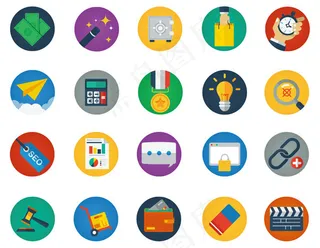 时尚圆形图标,免抠元素