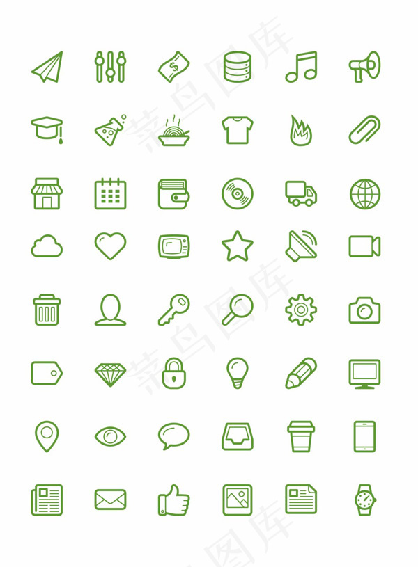 绿色全套iconai矢量模版下载