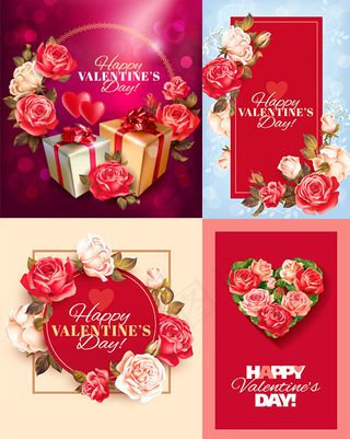 玫瑰花装饰矢量