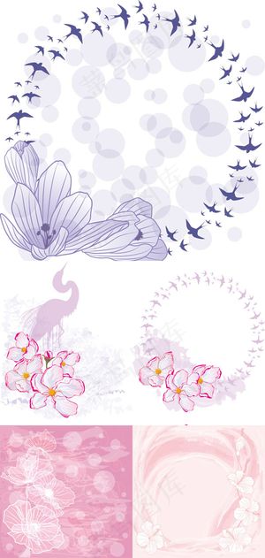 浪漫花卉背景,背景元素