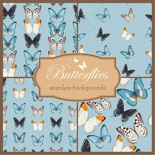 蝴蝶无缝背景矢量