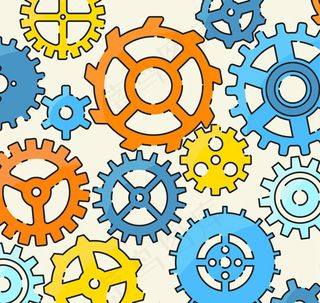 彩绘齿轮无缝背景