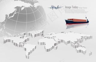 地图与轮船地球