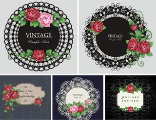 玫瑰花边框矢量