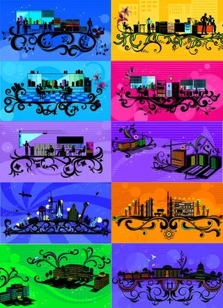 矢量花纹建筑4