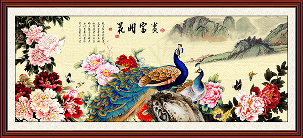 富贵花开挂画(5215X2369(DPI:70))psd模版下载