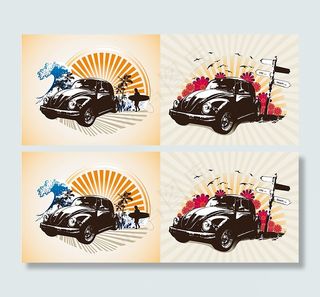 怀旧老爷车插画