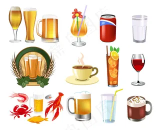 啤酒饮料等矢量