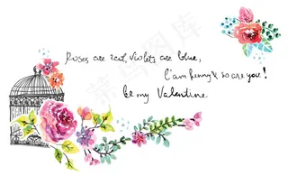 水彩花卉邀请卡