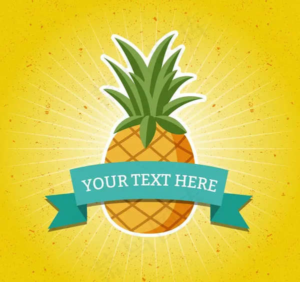 凤梨与丝带标签ai矢量模版下载