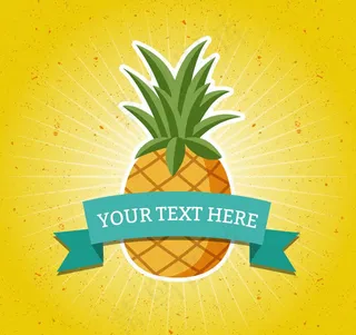 凤梨与丝带标签