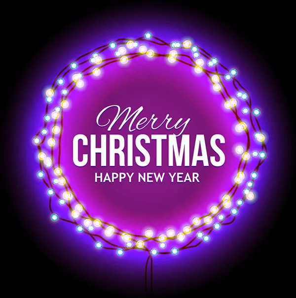 圣诞节与霓红灯eps,ai矢量模版下载