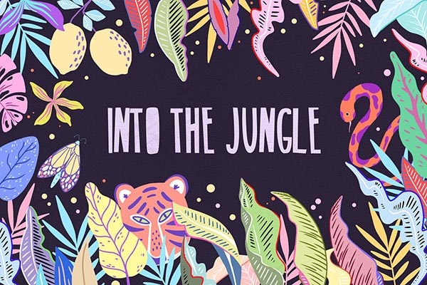 夏季热带植物插图