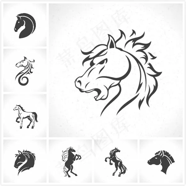 马头形状标志eps,ai矢量模版下载