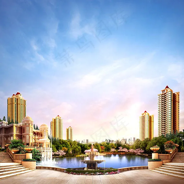 地产建筑风景图(3543X3543(DPI:300))psd模版下载