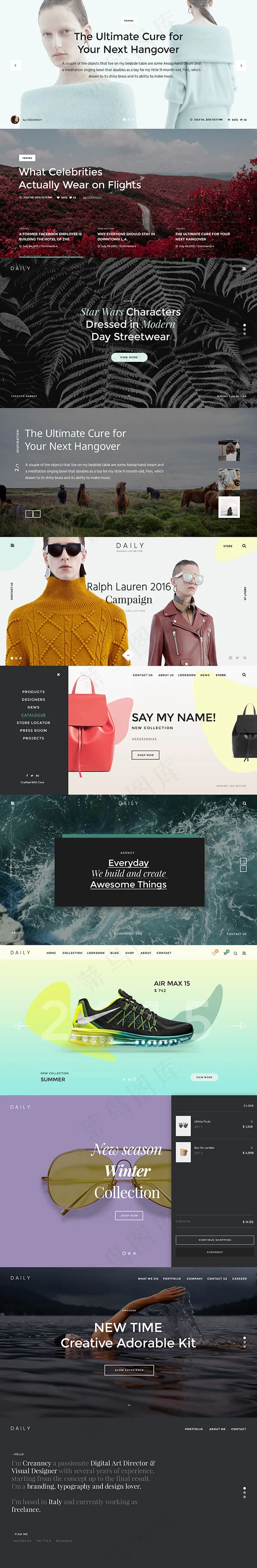 时尚杂志网站psd模版下载