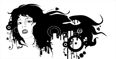 女性头像与花纹剪eps,ai矢量模版下载