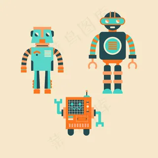 彩色机器人矢量
