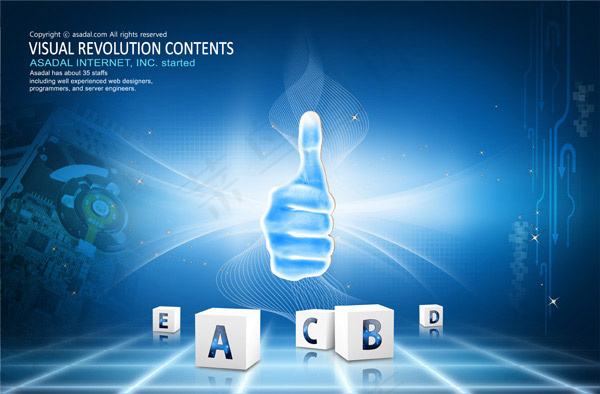 大拇指手势科技,背景元素