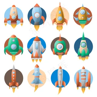卡通火箭飞船矢量