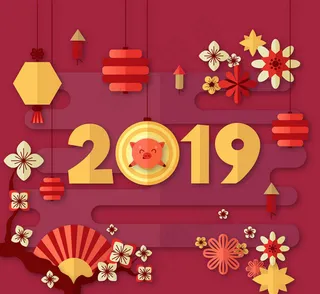 灯笼和梅花贺卡