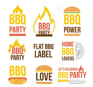 扁平化烧烤标签