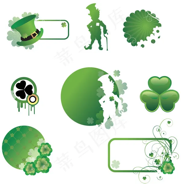 绿色创意花纹eps,ai矢量模版下载