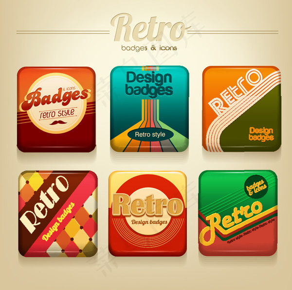 复古正方形徽章