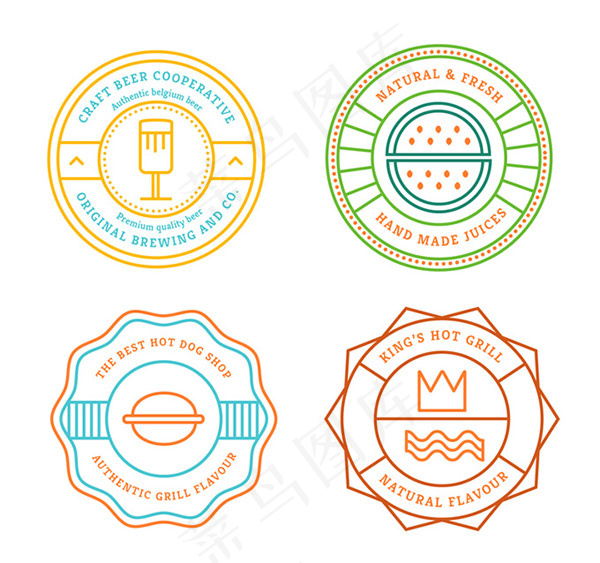 彩色食品标签,免抠元素