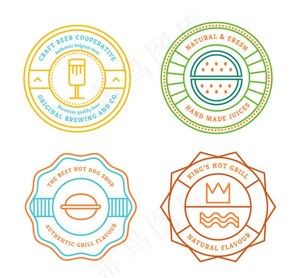 彩色食品标签,免抠元素ai矢量模版下载