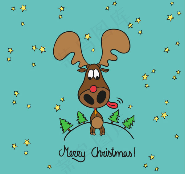 卡通圣诞麋鹿背景