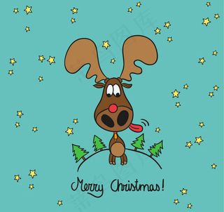 卡通圣诞麋鹿背景