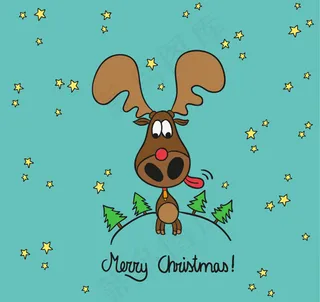 卡通圣诞麋鹿背景