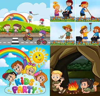 可爱卡通小朋友,背景元素