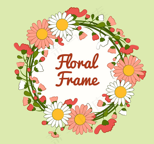 手绘雏菊花框架
