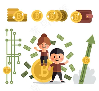 男女和金色比特币